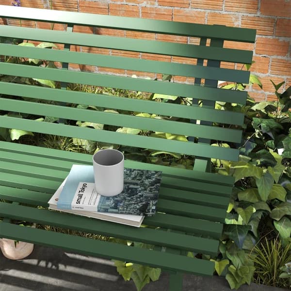 Rootz puutarhapenkki - Puiston penkki - Sälerakenne - Säänkestävä - Alumiini - Vihreä - 123L x 67L x 79K cm