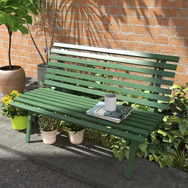 Rootz puutarhapenkki - Puiston penkki - Sälerakenne - Säänkestävä - Alumiini - Vihreä - 123L x 67L x 79K cm