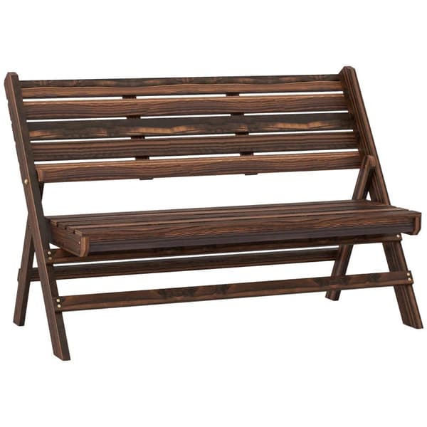 Rootz trädgårdsbänk - 2 personer - rustik design - hopfällbar trädgårdsbänk - karboniserad finish - naturligt trä - förkolad - 122 x 63 x 83 cm