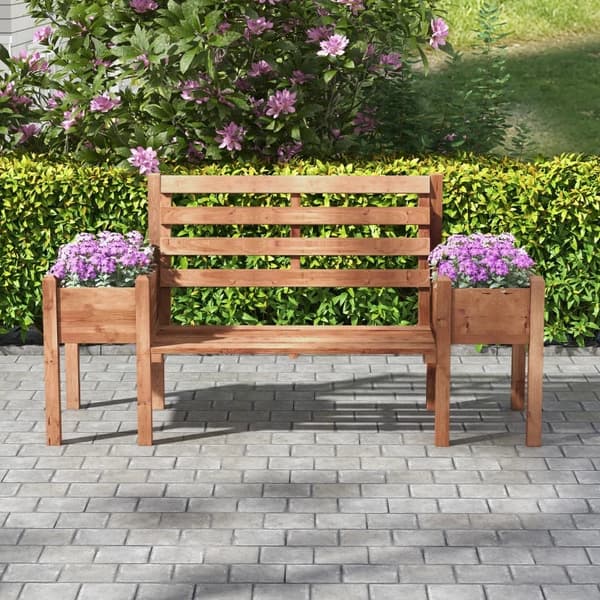 Rootz Havebænk - Inklusiv plantekasser - To blomsterkasser - Havemøbler - Træ - Brun - 184 cm x 59 cm x 95 cm