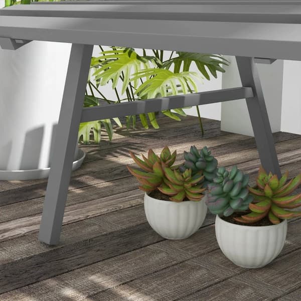 Rootz Trädgårdsbänk - Parkbänk - Lamelldesign - Väderbeständig - Aluminium - Grå - 123 x 67 x 79 cm