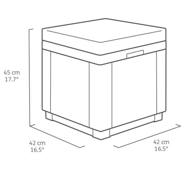 Keter trädgårdssittsäcksbord - ALLIBERT by KETER - Kub med dyna - Grafitgrå - 47,1 L