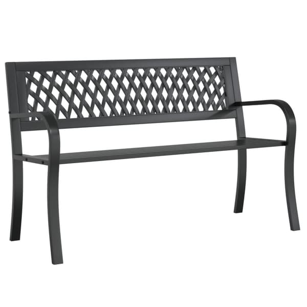 vidaXL Puutarhapenkki musta 120 cm teräs