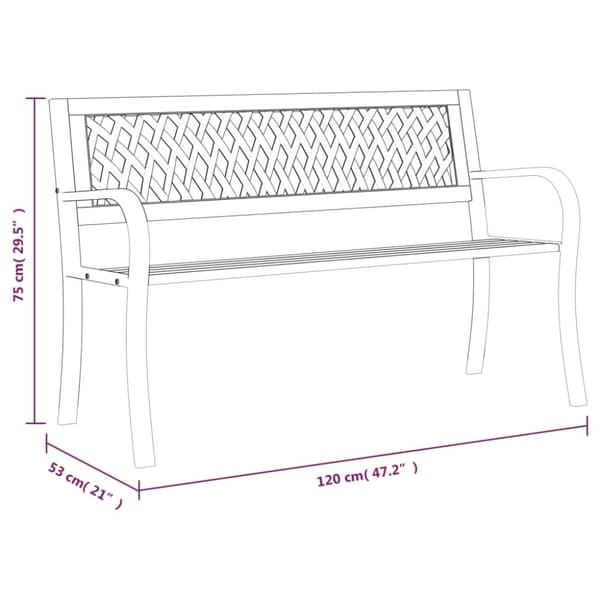 vidaXL Hagebenk svart 120 cm stål