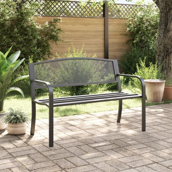vidaXL Hagebenk 119 cm svart stål