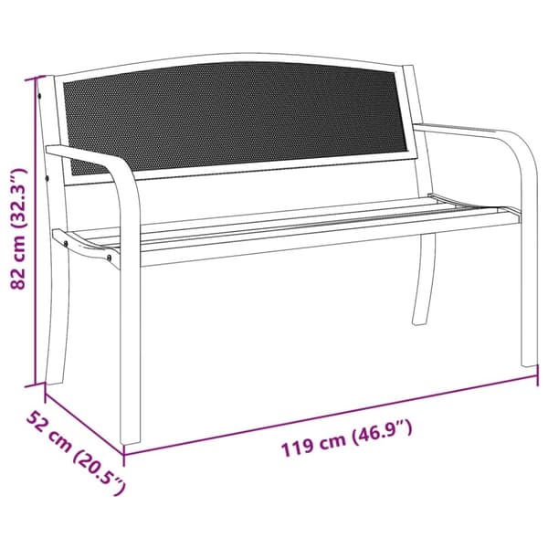 vidaXL Hagebenk 119 cm svart stål