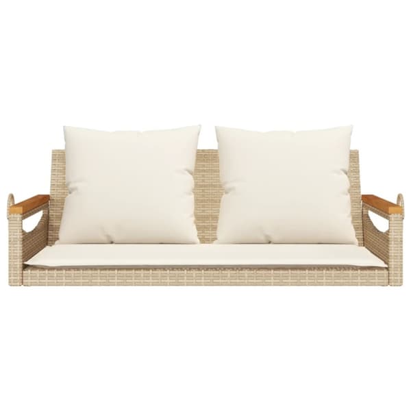 vidaXL havebænk med hynder 109x62x40 cm polyrattan beige