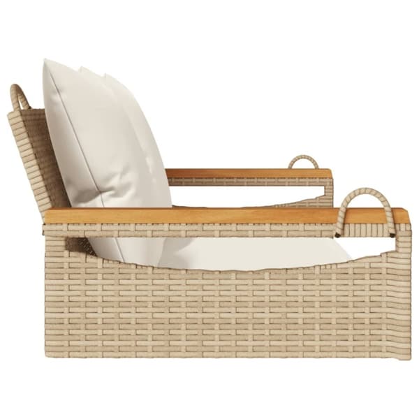 vidaXL havebænk med hynder 109x62x40 cm polyrattan beige