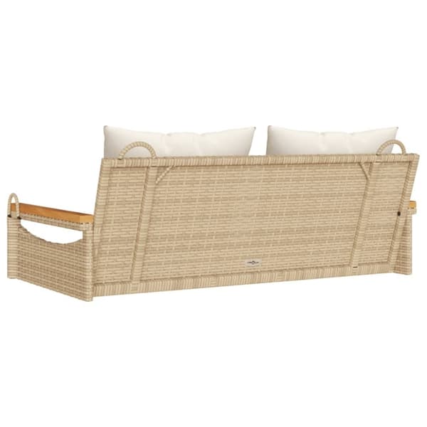 vidaXL havebænk med hynder 109x62x40 cm polyrattan beige