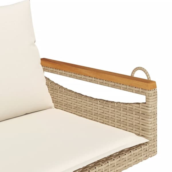 vidaXL havebænk med hynder 109x62x40 cm polyrattan beige