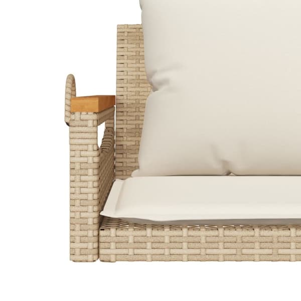 vidaXL havebænk med hynder 109x62x40 cm polyrattan beige