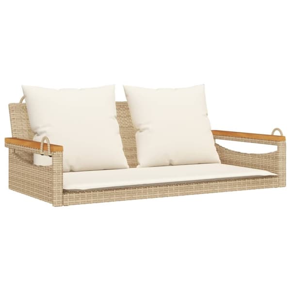 vidaXL havebænk med hynder 109x62x40 cm polyrattan beige