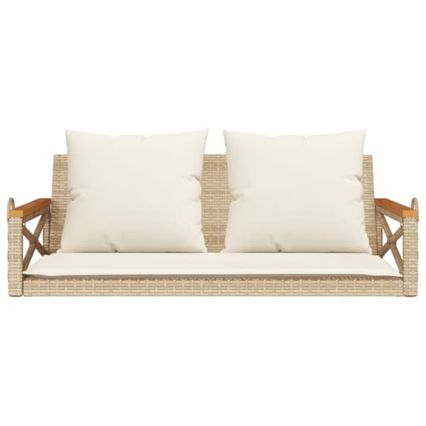 vidaXL havebænk med hynder 109x62x40 cm polyrattan beige