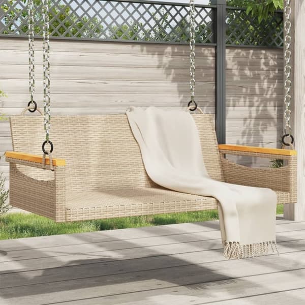 vidaXL gyngebænk 109x62x40 cm polyrattan beige