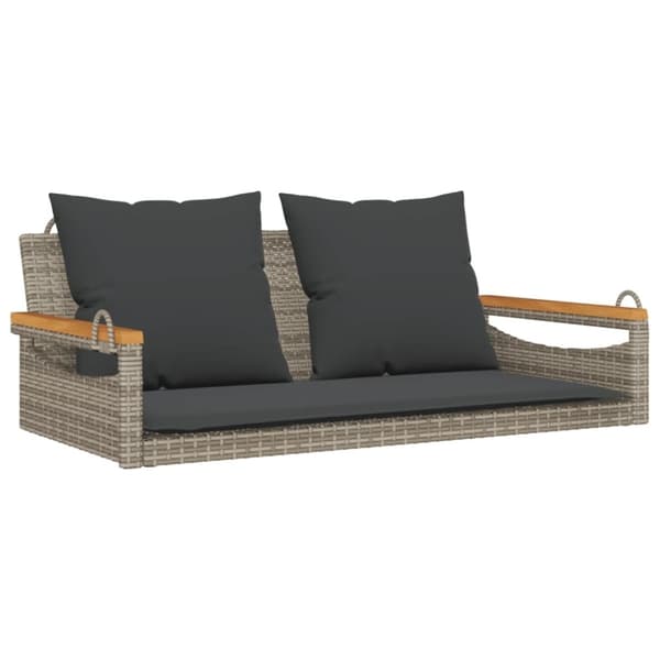 vidaXL gyngebænk med hynder 109x62x40 cm polyrattan grå