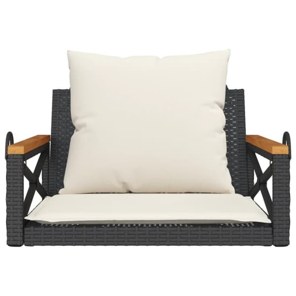 vidaXL gyngebænk med hynder 63x62x40 cm polyrattan sort
