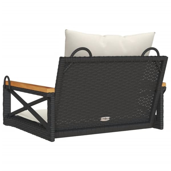 vidaXL gyngebænk med hynder 63x62x40 cm polyrattan sort