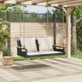 Miniatyrbillede 3 af 9: vidaXL gyngebænk med hynder 109x62x40 cm polyrattan sort