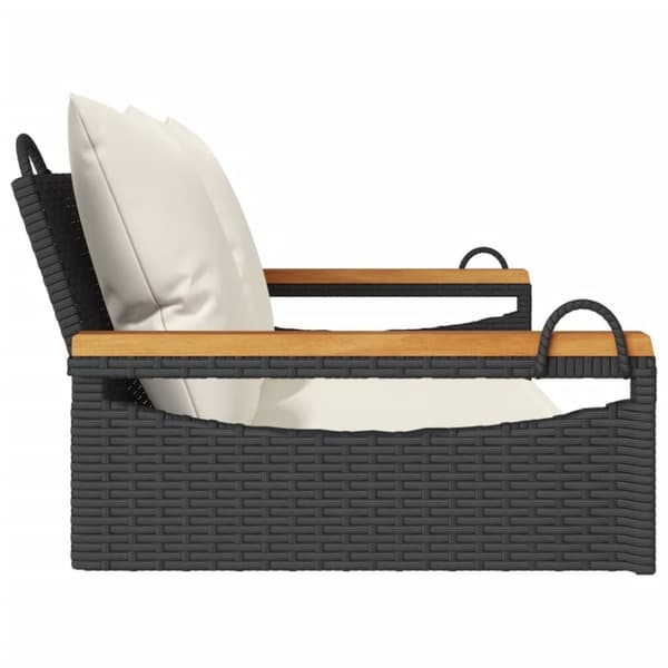 vidaXL gyngebænk med hynder 109x62x40 cm polyrattan sort
