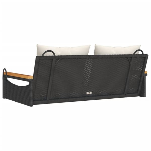vidaXL gyngebænk med hynder 109x62x40 cm polyrattan sort