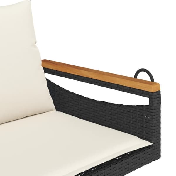 vidaXL gyngebænk med hynder 109x62x40 cm polyrattan sort