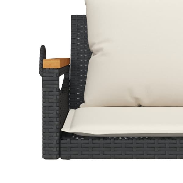 vidaXL gyngebænk med hynder 109x62x40 cm polyrattan sort