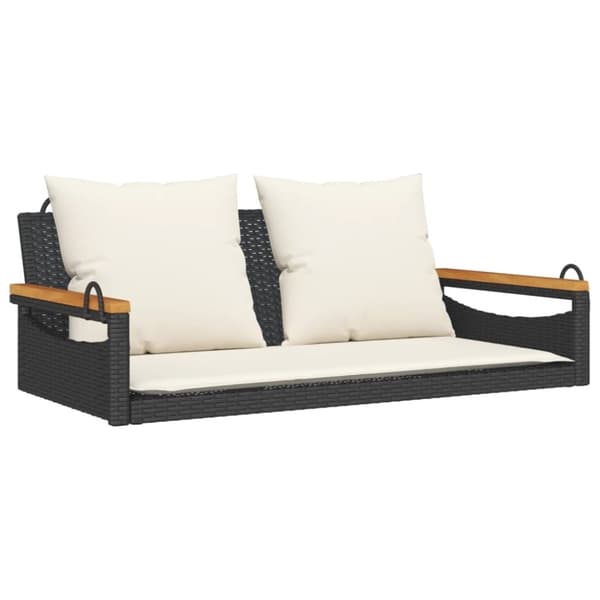 vidaXL gyngebænk med hynder 109x62x40 cm polyrattan sort
