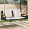 Miniatyrbillede 1 af 9: vidaXL gyngebænk med hynder 109x62x40 cm polyrattan sort