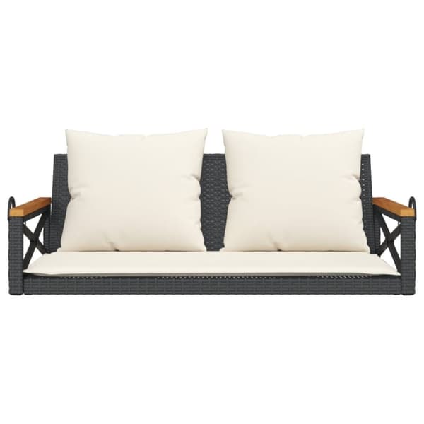 vidaXL Gungbänk med dynor svart 109x62x40 cm konstrotting