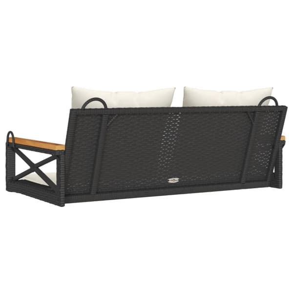 vidaXL Gungbänk med dynor svart 109x62x40 cm konstrotting