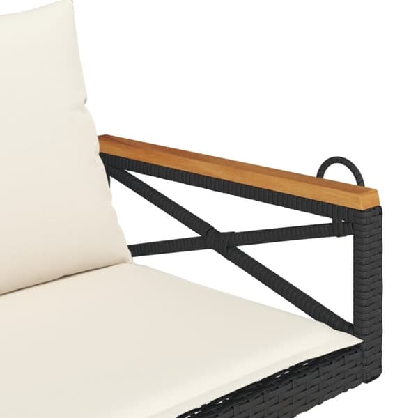 vidaXL Gungbänk med dynor svart 109x62x40 cm konstrotting
