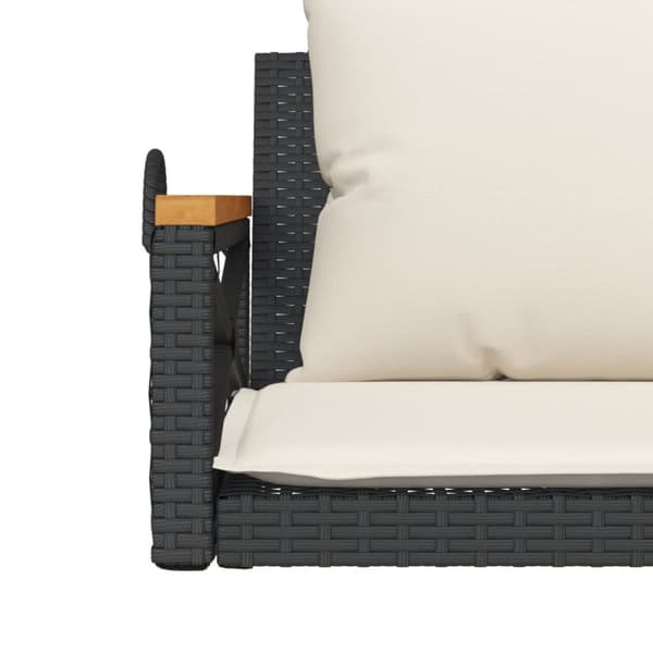 vidaXL Gungbänk med dynor svart 109x62x40 cm konstrotting
