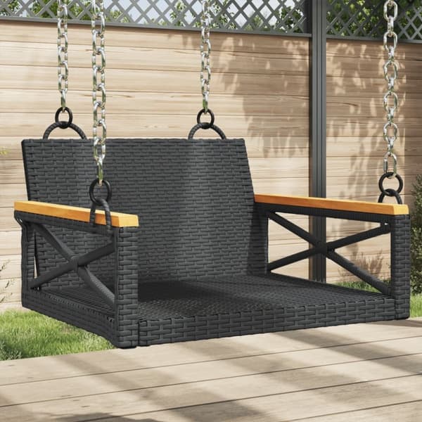 vidaXL gyngebænk 63x62x40 cm polyrattan sort