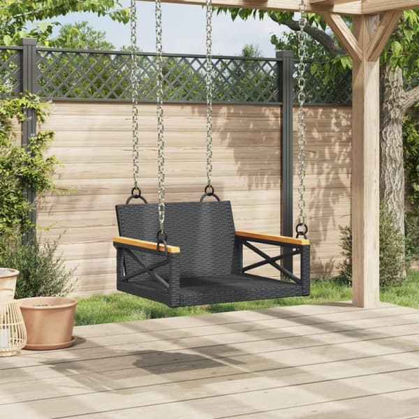vidaXL Gungbänk svart 63x62x40 cm konstrotting