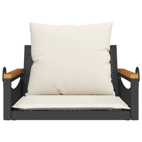 vidaXL gyngebænk med hynder 63x62x40 cm polyrattan sort