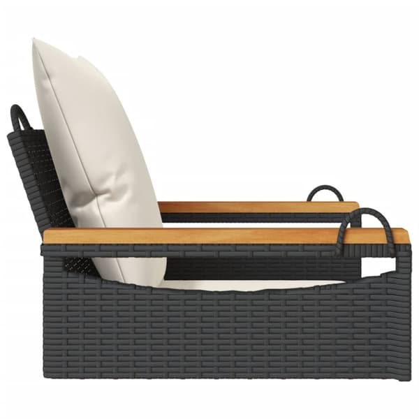 vidaXL gyngebænk med hynder 63x62x40 cm polyrattan sort