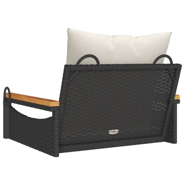 vidaXL gyngebænk med hynder 63x62x40 cm polyrattan sort