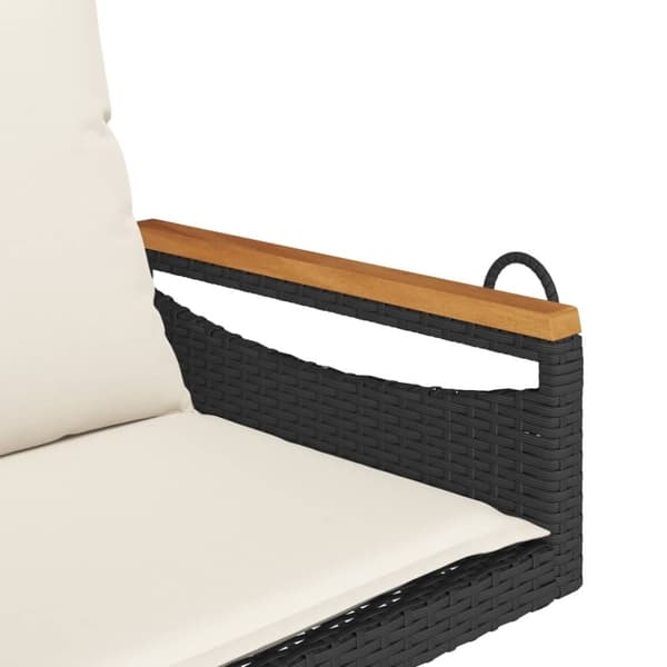 vidaXL gyngebænk med hynder 63x62x40 cm polyrattan sort