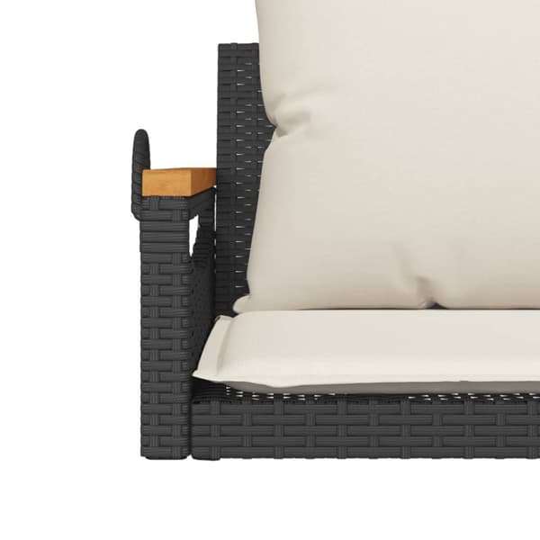 vidaXL gyngebænk med hynder 63x62x40 cm polyrattan sort