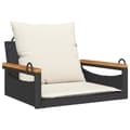 Miniatyrbillede 2 af 9: vidaXL gyngebænk med hynder 63x62x40 cm polyrattan sort