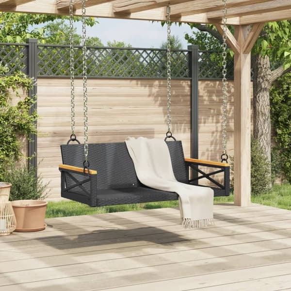 vidaXL gyngebænk 109x62x40 cm polyrattan sort