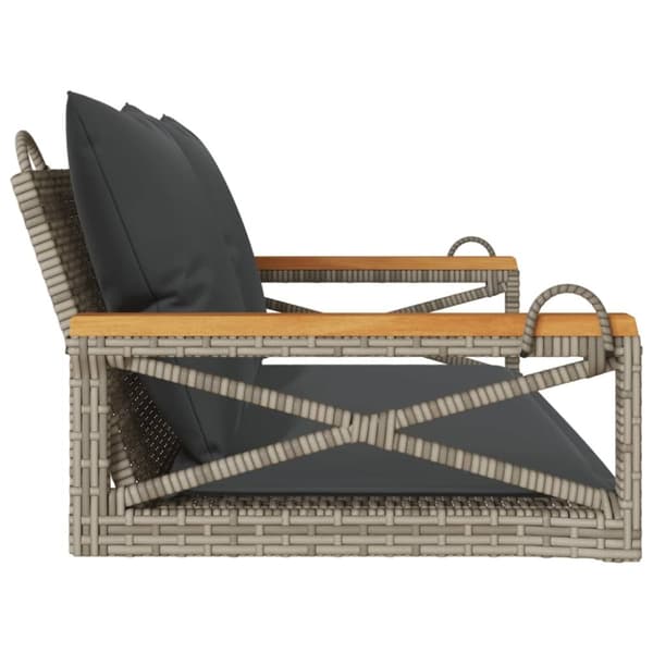 vidaXL gyngebænk med hynder 109x62x40 cm polyrattan grå
