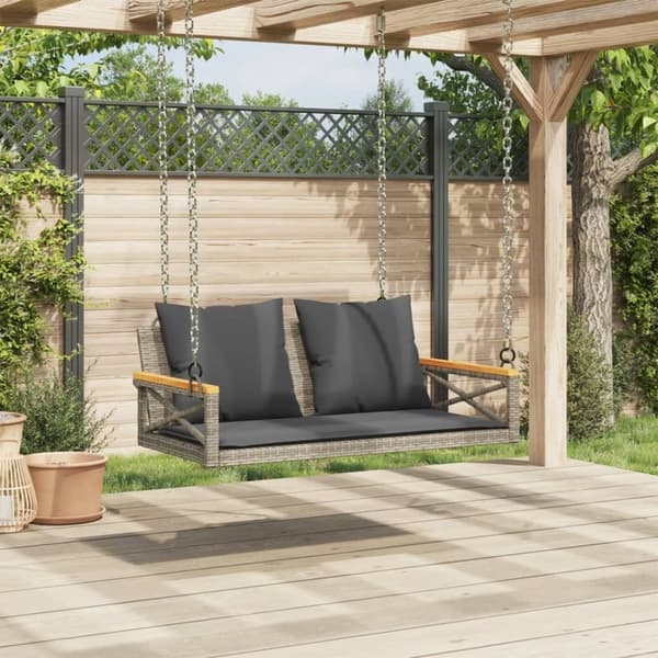 vidaXL gyngebænk med hynder 109x62x40 cm polyrattan grå