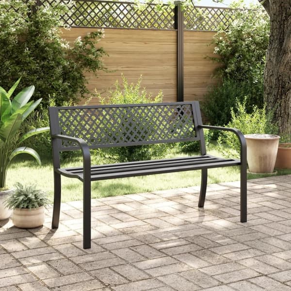 vidaXL Trädgårdsbänk 119 cm svart stål