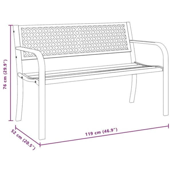 vidaXL Trädgårdsbänk 119 cm svart stål