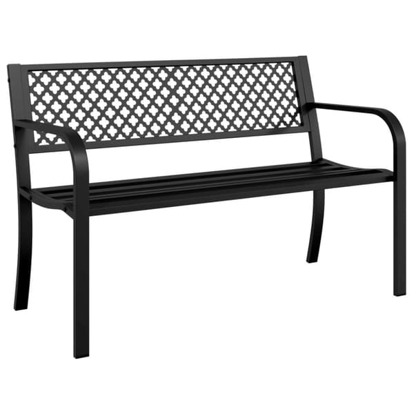 vidaXL Trädgårdsbänk 119 cm svart stål