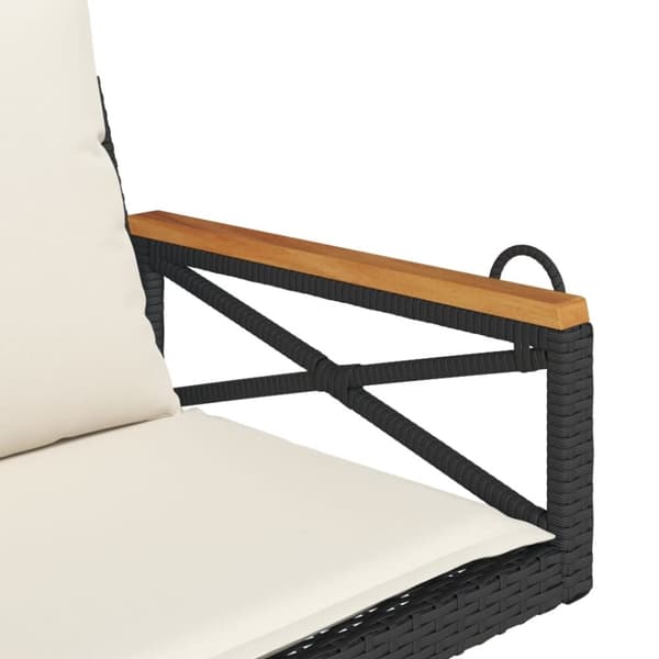vidaXL Gungbänk med dynor svart 63x62x40 cm konstrotting