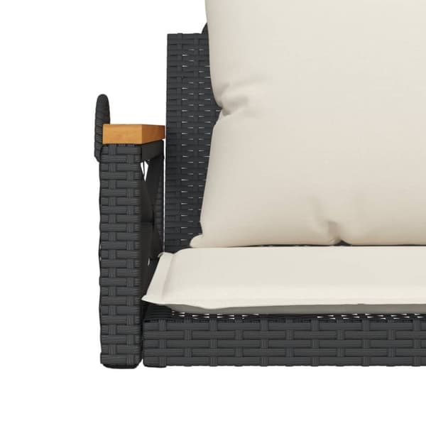 vidaXL Gungbänk med dynor svart 63x62x40 cm konstrotting