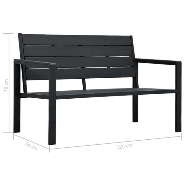 vidaXL Trädgårdsbänk 120 cm HDPE svart träutseende -  Trädgårdsbänkar