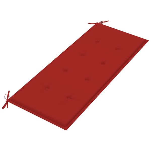 vidaXL Bataviabänk med röd dyna 120 cm massiv teak -  Trädgårdsbänkar